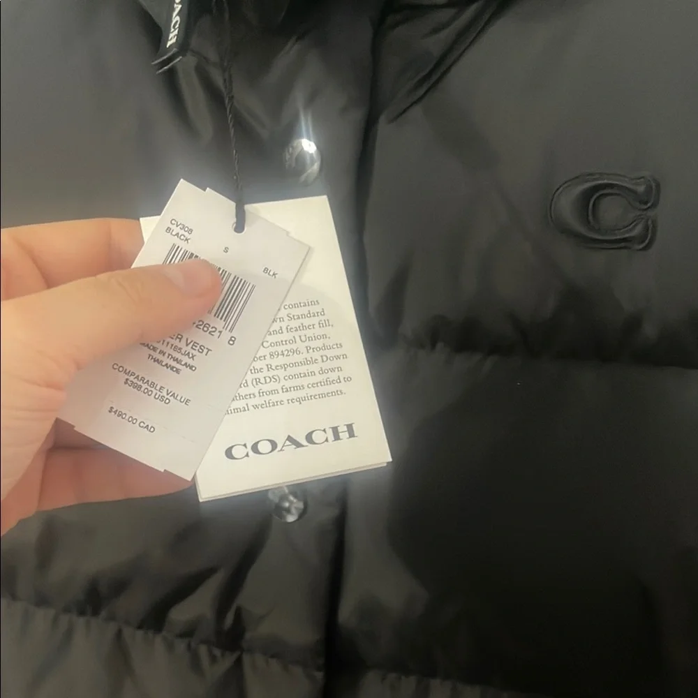 Coach Black Puffer Vest - Picture 2 of 3
